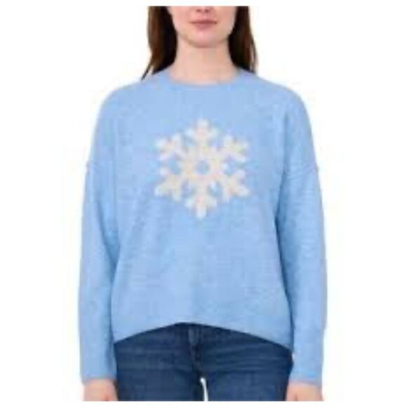 Vince Camuto Size Small Light Blue Snowflake Sweater Cozy Winter Holiday Sparkle - Picture 1 of 6